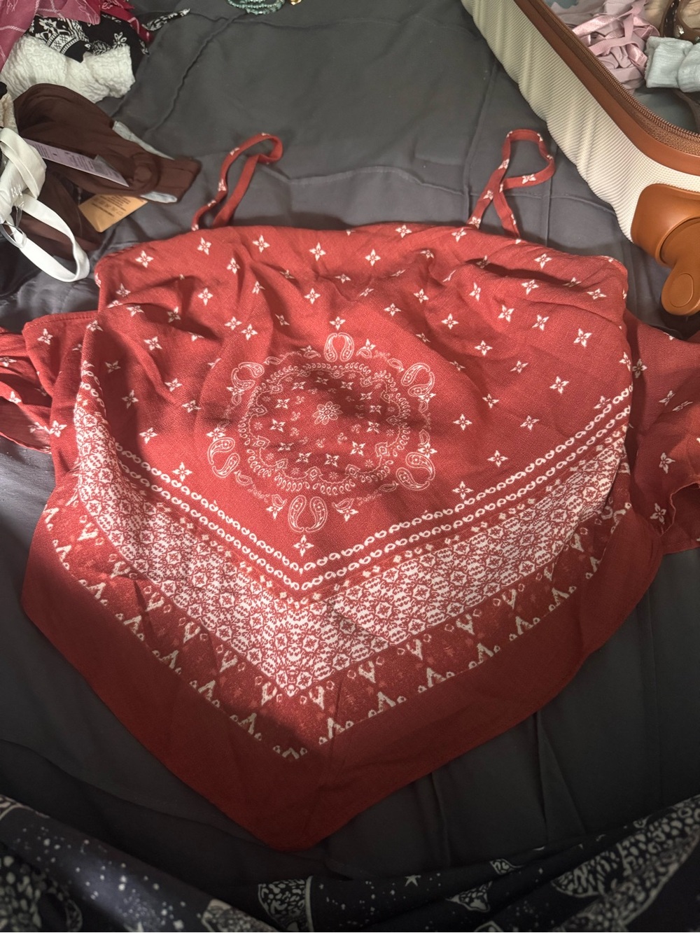 Bwear Red Bandana-Print Handkerchief Hem Cami
